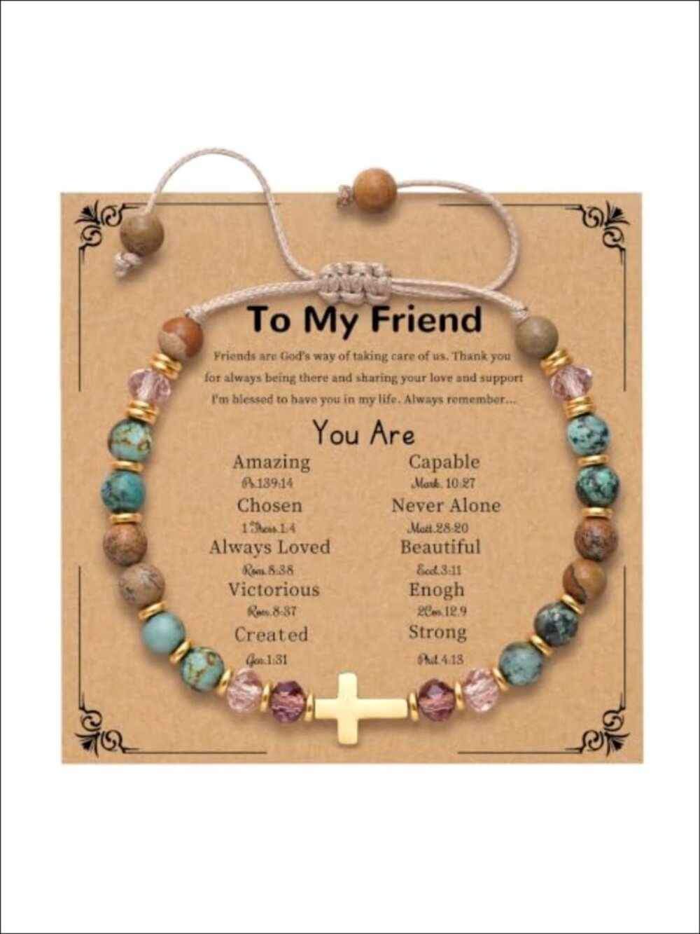 Natural Stone Cross Bracelet for Women Adjustable Sliding Knot